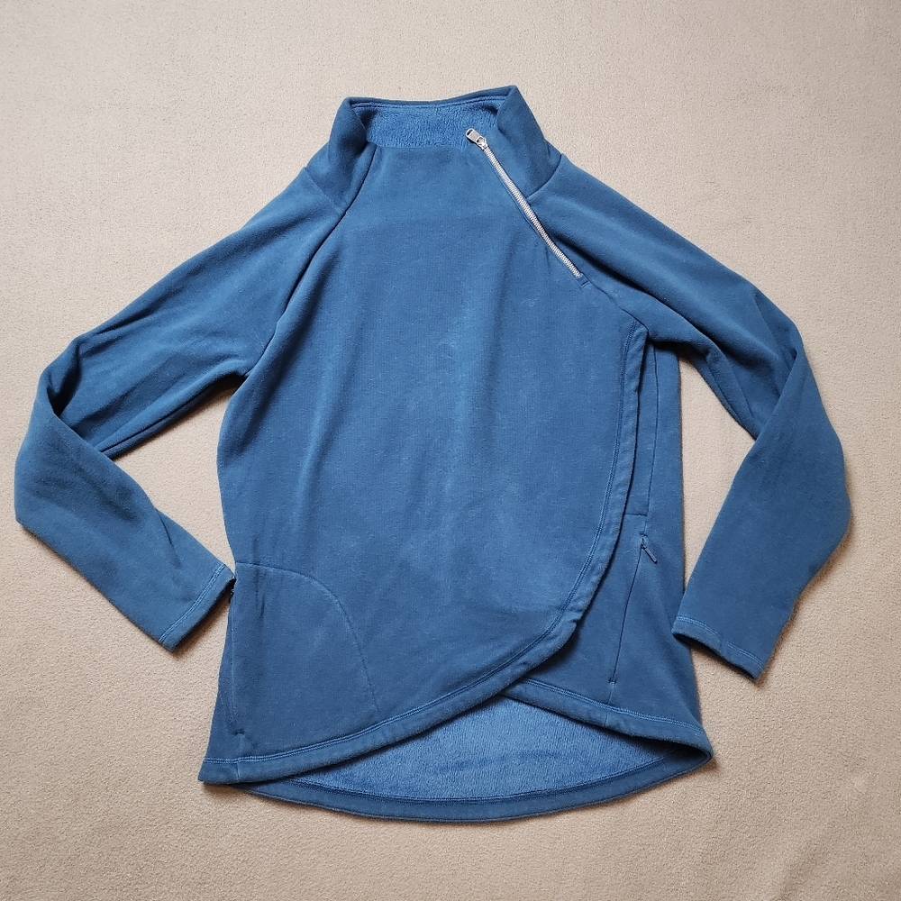 Athleta Cozy Karma Asym Pullover Blue Women's Size L